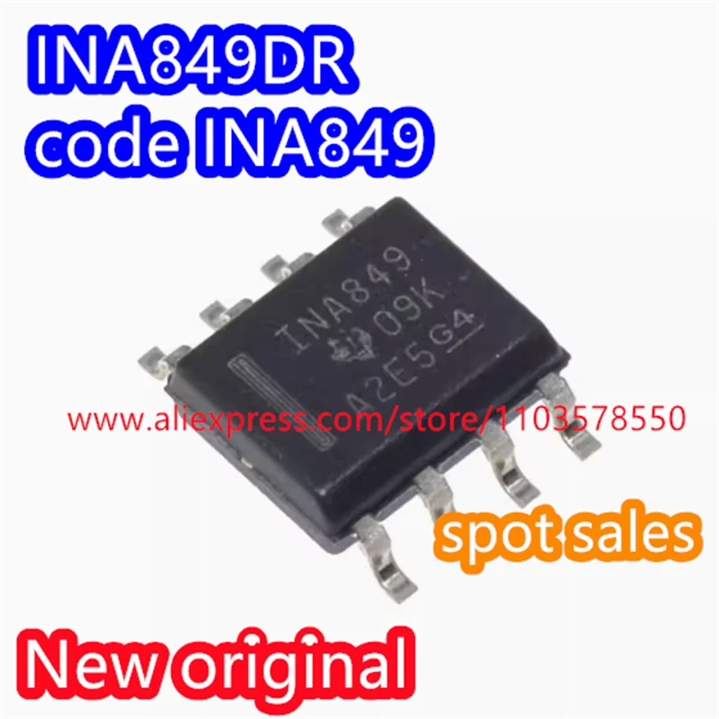 5PCS 100% New original INA849DR INA849D SMT packaging SOP-8 precision instrument amplifier chip INA849