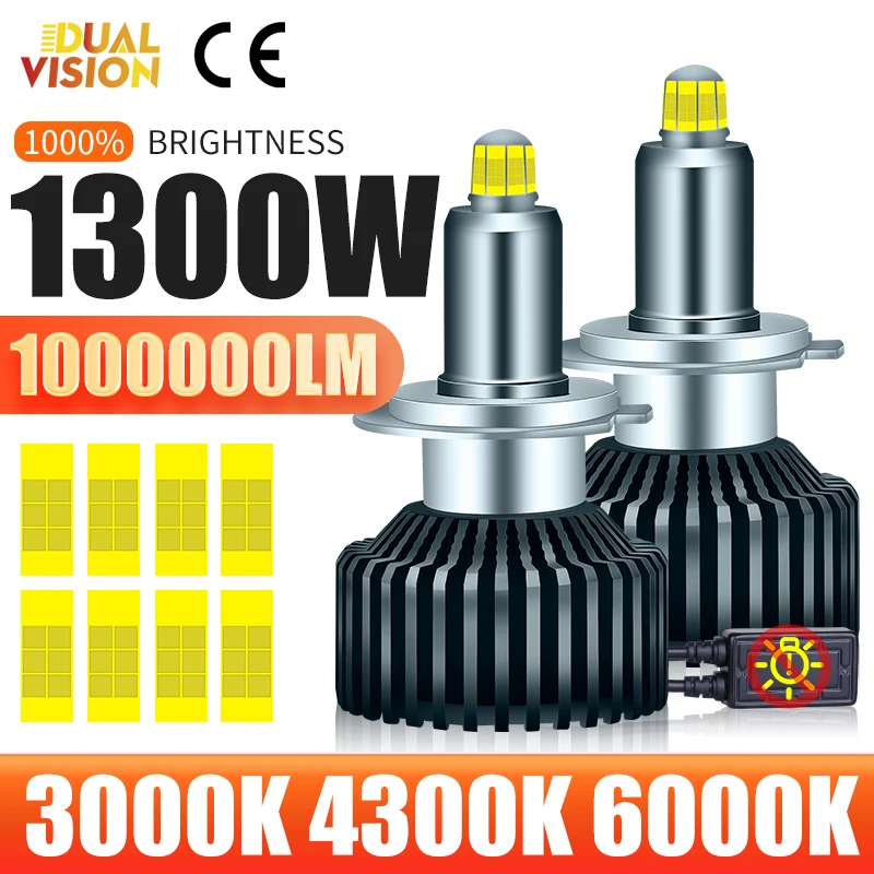 

1300W H7 LED Headlights 360 CSP Chips 3000K 4300K 6000K D2S D4S D2R D4R H11 H1 H8 9005 HB3 9006 HB4 9012 HIR2 Car Light For Lens