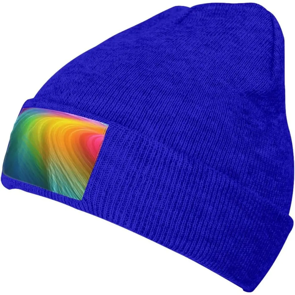 Beanie for Men Winter Hats for Women Knit Hat Rainbow Ocean Beanie Soft Warm Cuffed Caps Stylish Watch Cap Black Beanie