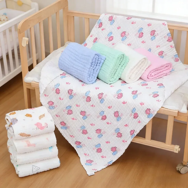 

Baby Bath Towel Gauze Infant Skin-friendly Soft Lightweight Shower Towel Absorbent Breathable Blanket Kids Air Condition Quilt