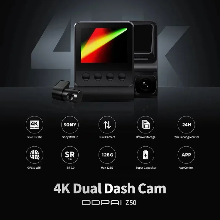 디디파이 z50 프로 2160P 블랙박스 전후방 카메라 풀HD 전후방 4K 듀얼 카메라 와이파이 4K 블랙박스