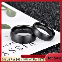 Kolmnsta 6/8mm Black Men Rings Brushed Male Pure Titanium Ring Cool Couple Wedding Band Unisex Dark anillo hombre Allergy free