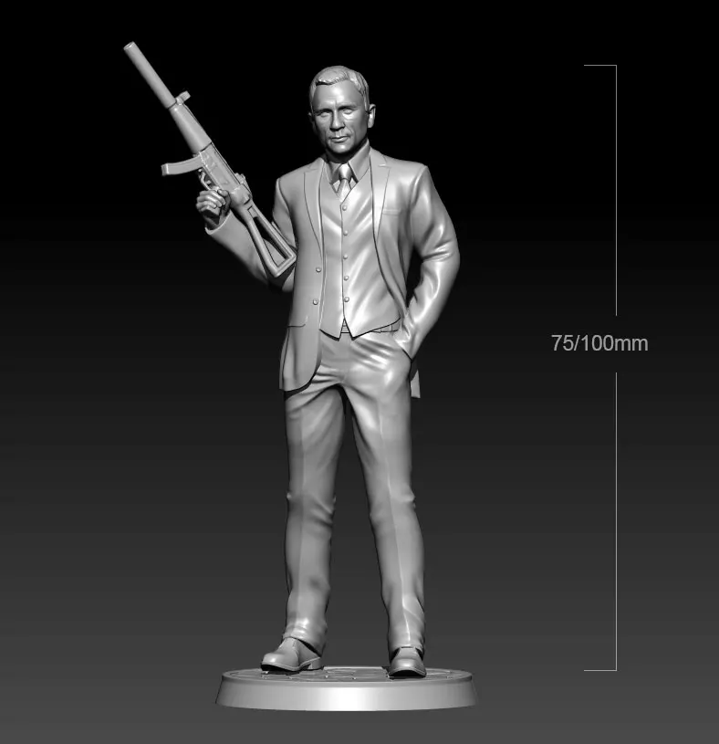 

1/24 75mm 1/18 100mm Resin Model Kits 007 Figure Sculpture Unpainted No Color RW-742