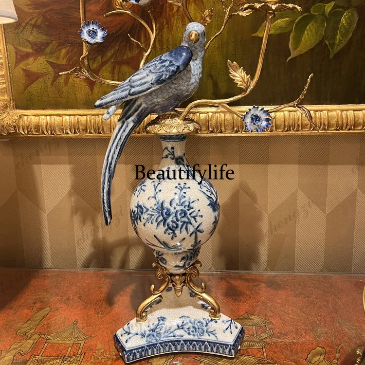 Luxury French Chinese style art ceramic decorative candlestick villa tabletop ornament