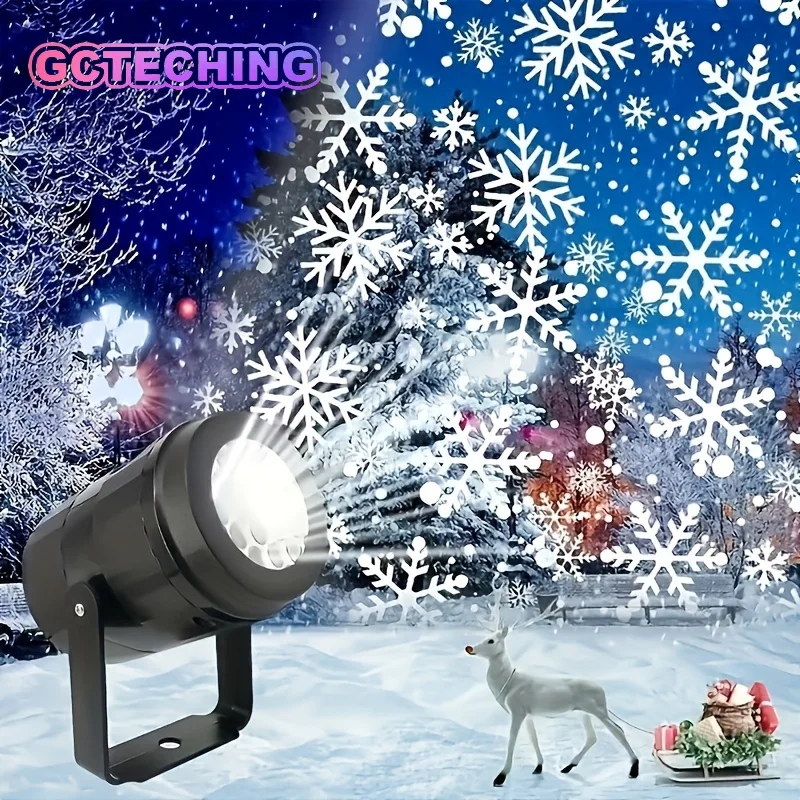 Luz de Proyección LED con Forma de Copo de Nieve, Alimentada por USB, Copo de Nieve Giratorio para Navidad, Halloween, Simulación de Nieve Invernal, Fiesta