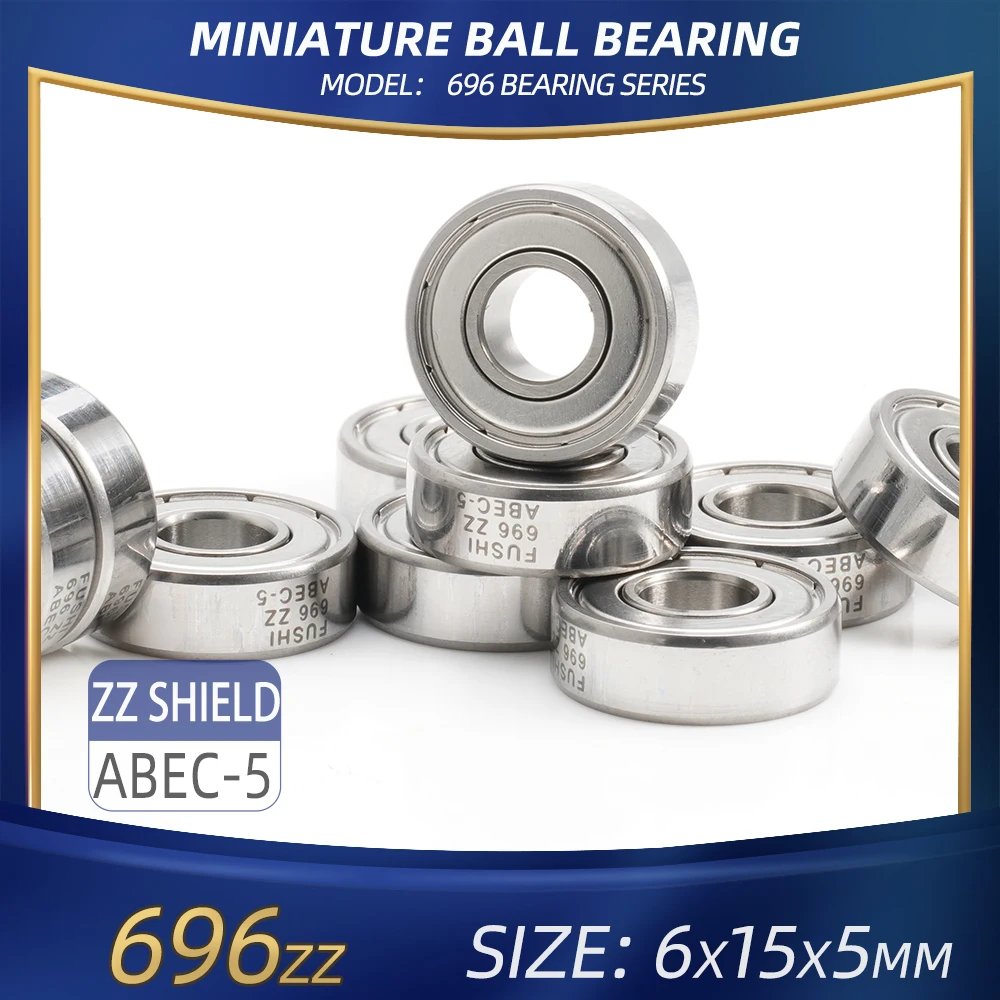 FUSHI 696 ZZ Bearing 6x15x5 mm 10Pcs 696ZZ RS 2RS Flange Handpiece Bearings For Strong Industrial Motors High Speed