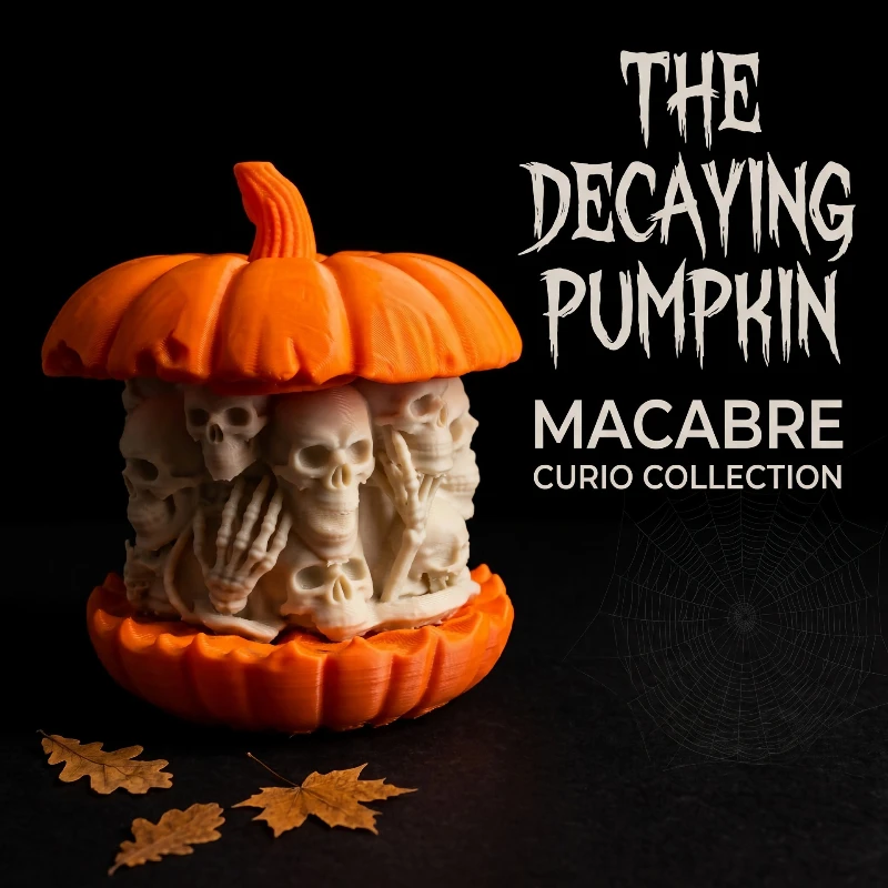 Halloween Decayed Pumpkin Sculpture – Tabletop Window Display Decor, Dark Gothic Atmosphere Ornament for Home Setup