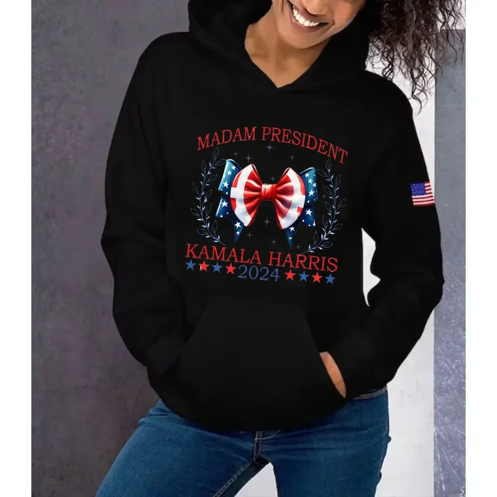 Kamala Harris Hoodie Kamala Harris for President 2024 Unisex Sweatshirt Harris Election Long Sleeve Men Sweatshirt Ropa Hombre