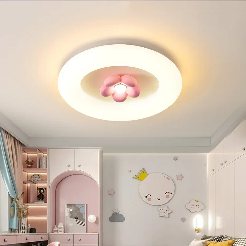 

Children's Cartoon Flower Ceiling Light Cream Bedroom Modern Simple Warm Romantic Eye Protection Girl Room Cute Light