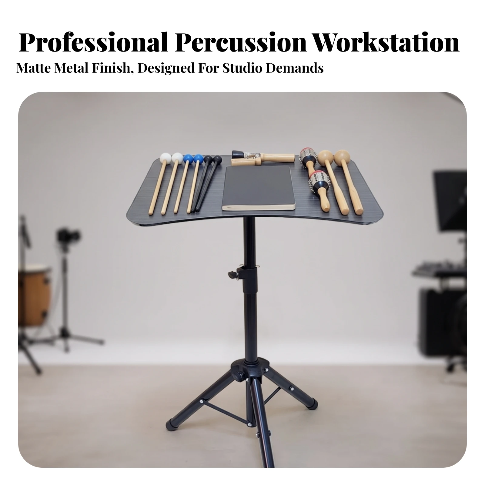Utility Table Space-Saving Tripod Table with Woodgrain Top Furniture Heavy-Duty for Presenters, Home Offices, Studios