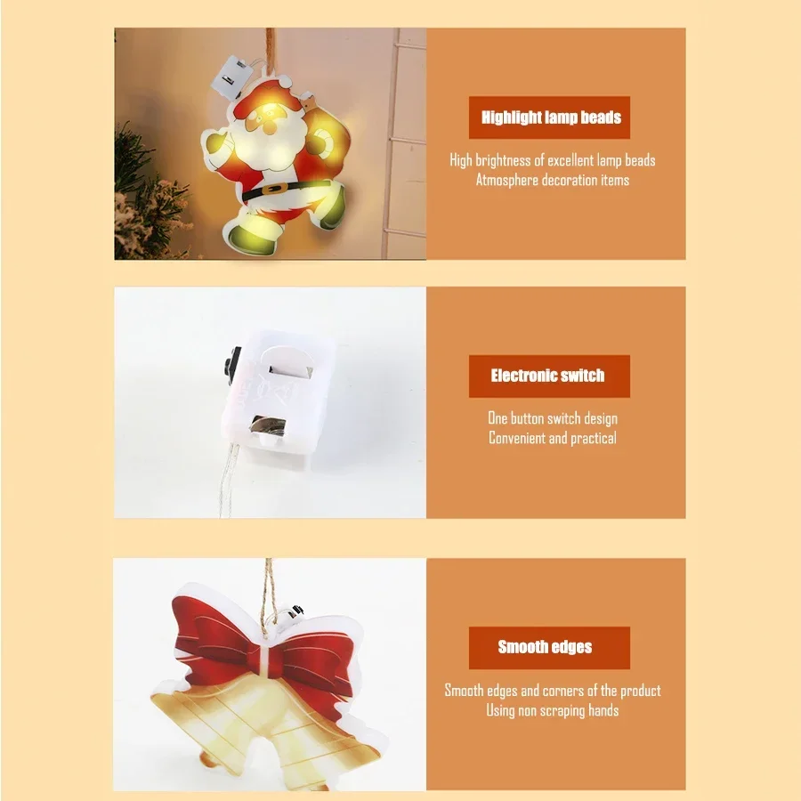 Creative Cartoon Night Light Home Christmas Decorative Cute Gift Santa Claus Lamp Built in Button Battery Christmas Trees Lights