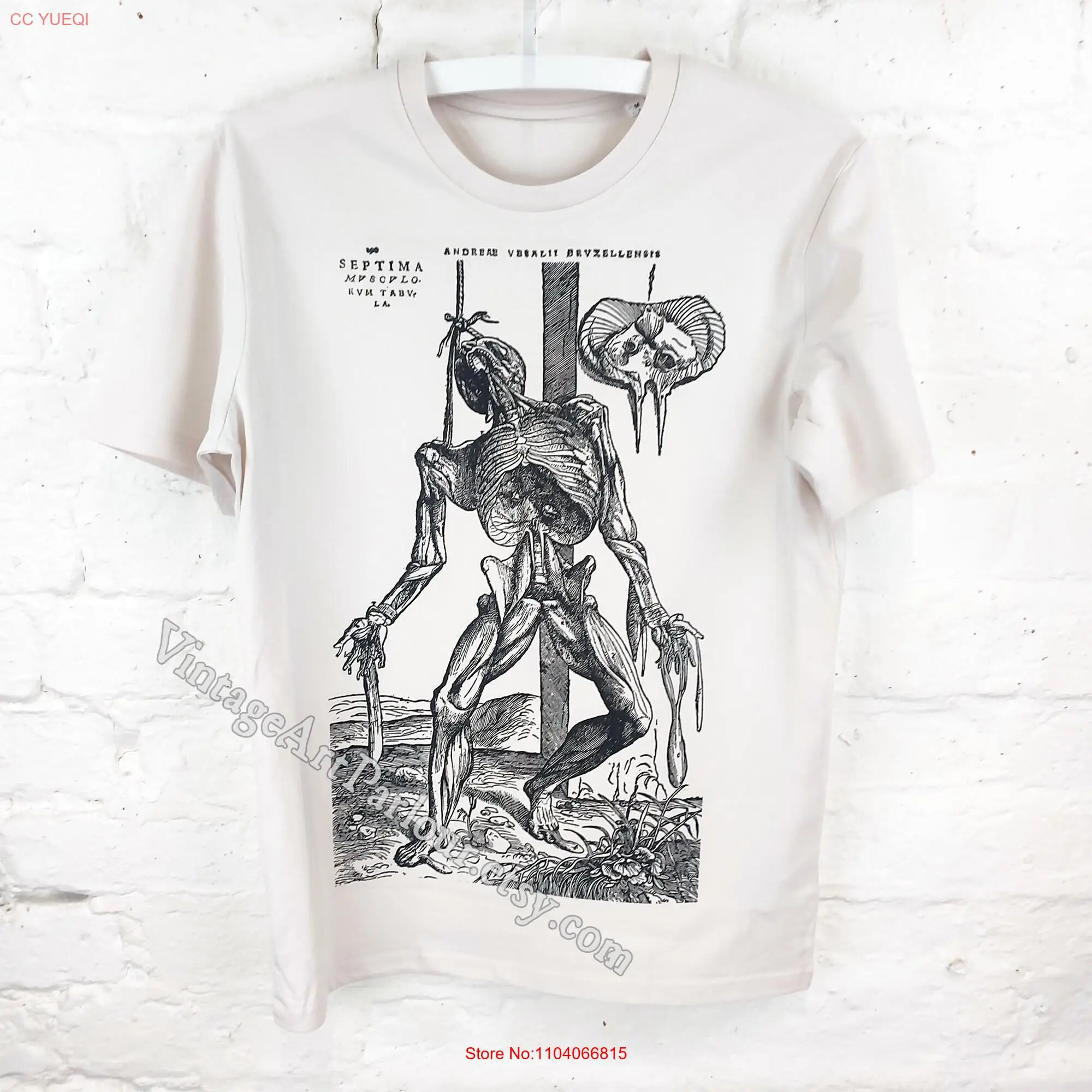 Seventh Muscle Tabula T Shirt Adult Organic Cotton Remastered Vintage Anatomy Art Oversized Print long or short sleeves