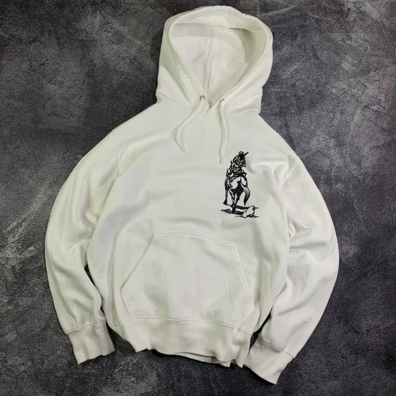 Y2K Retro Harajuku White Pullover Hoodie Vintage Anime Manga Graphic Print Streetwear Casual Loose Men Women Sweatshirt - Image 4