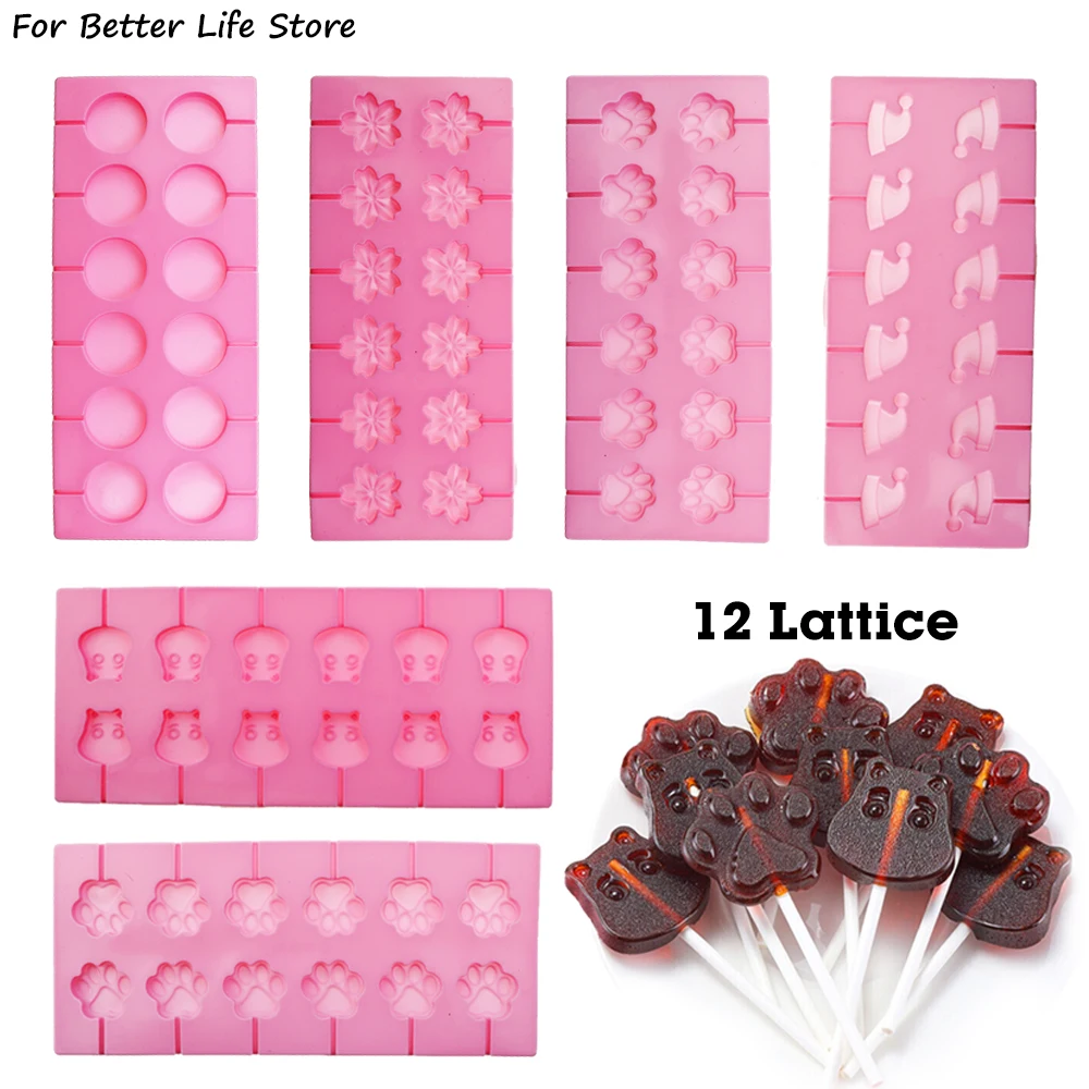 1Pcs 12 Lattice Silicone Lollipop Mold Household Diy Chocolate Candy Baking Tool Cake Dessert Decoration Cheese Stick Soft