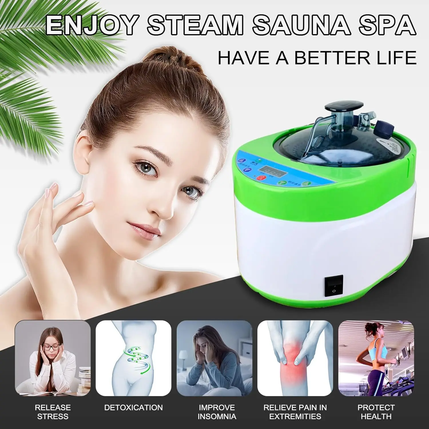 Imagem -05 - Controle Remoto Sauna Steamer Pot Generator Saunas a Vapor com Caixa de Ervas Aço Inoxidável Interno Máquina Spa para Body Detox 4l