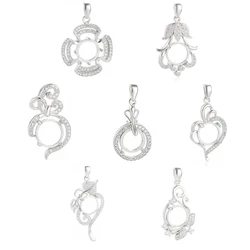 925 Silver Creativity Blank Pendant Tray Fit 10X10mm Round Cabochon gemstones Necklace Pendant Bezel Jewelry DIY Supplier