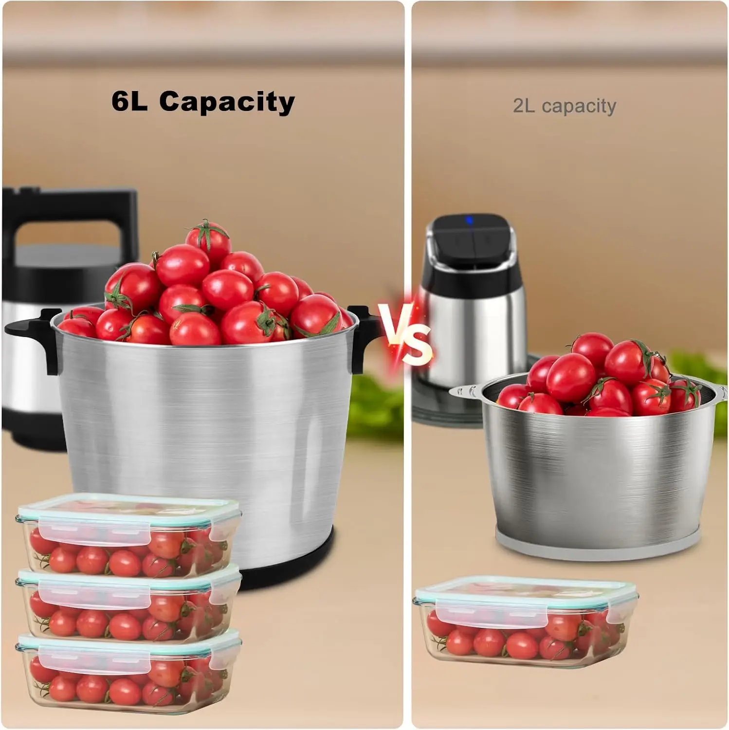 Meat Grinder Stainless Steel Large Capacity Electric mixers, Electric Food Blenders with Bowl, 2 Speed, 4 Bi view 5