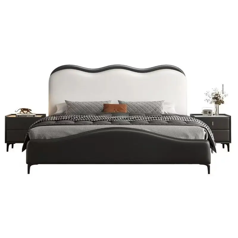 # Hochwertiges Modernes Creme-Stil Schlafzimmer-Set mit Rückenlehnen-Stauraumbett, Massivholz-Kiefernrahmen und Weichem Lederbezug