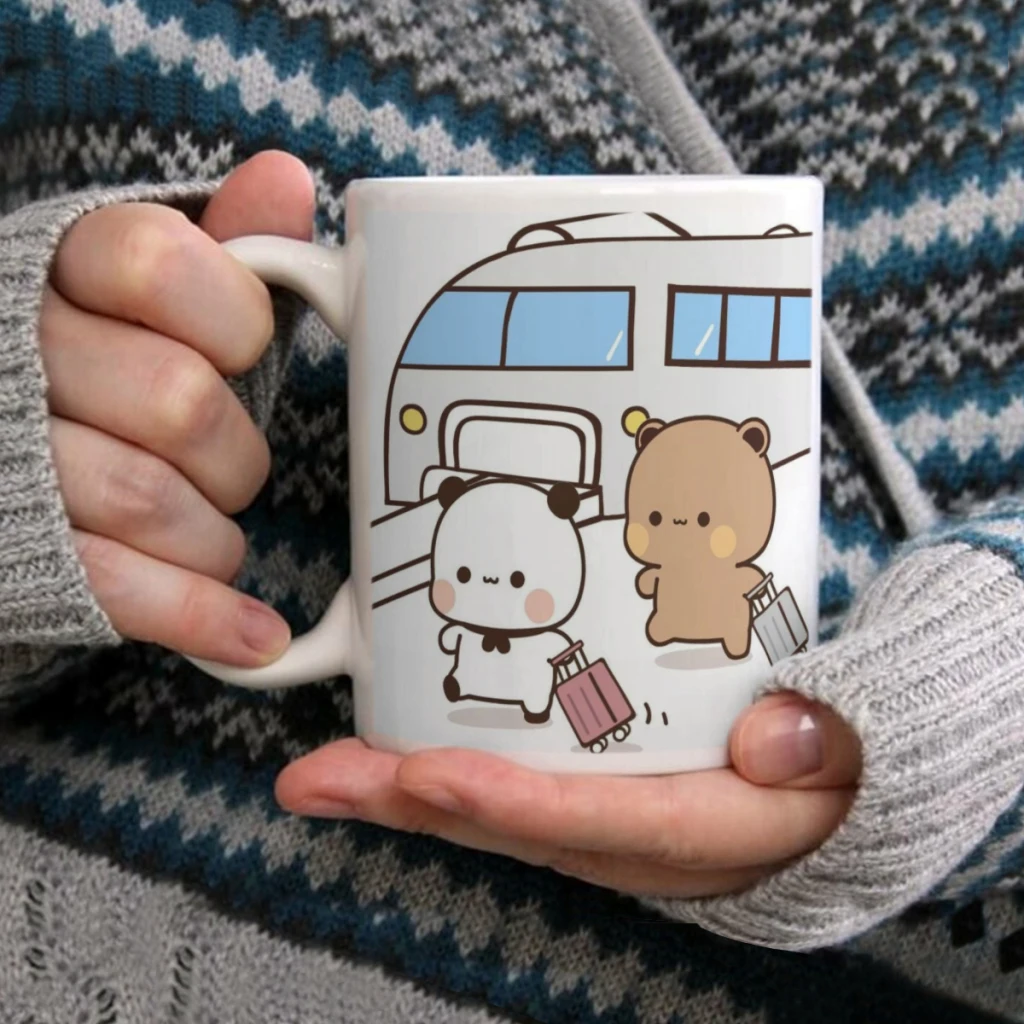 Panda Bear Hug Bubu Dudu Coffee Milk Cup Mocha Cat Panda Bear coppia tazza di natale tazze Kawaii tazze originali 11oz