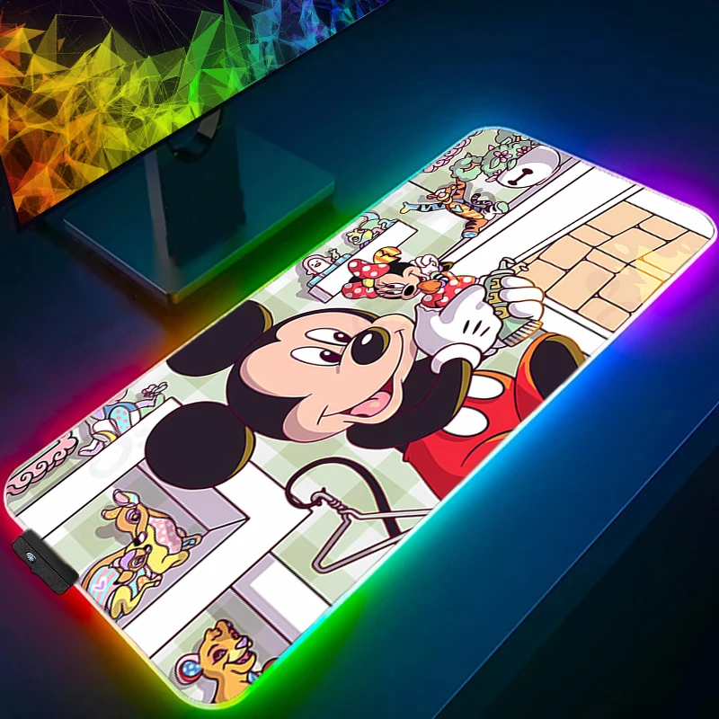 

RGB Mouse pad Kawaii Mickey and Minnie gaming accessories computer keyboard gamer Designed specifically Backlight LED mousepad