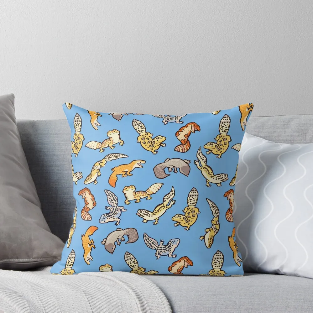 

chub geckos in blue Throw Pillow Pillow Cover Pillow Case Christmas bed pillows