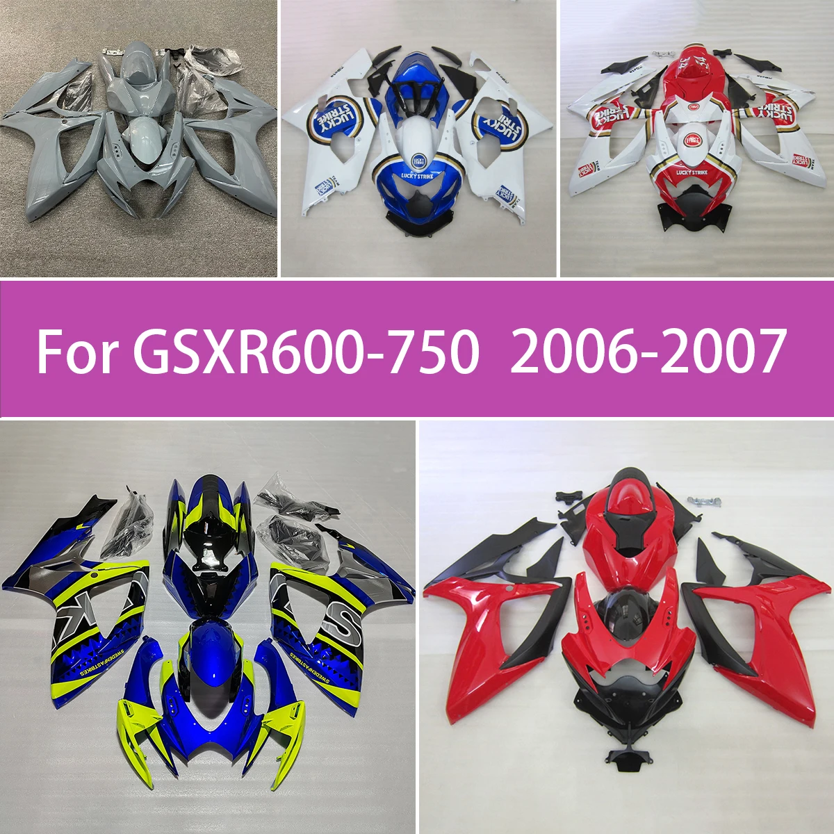 Carenados de repuesto para Suzuki GSXR600 2006 2007 750 Kit de carenado de esquemas de colores personalizables 06 07 GSXR600 GSXR750