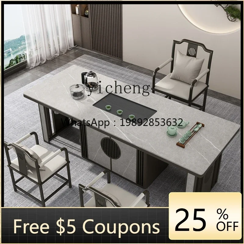 

ZXL rock slab tea table tea table light luxury modern high-end office new Chinese tea table
