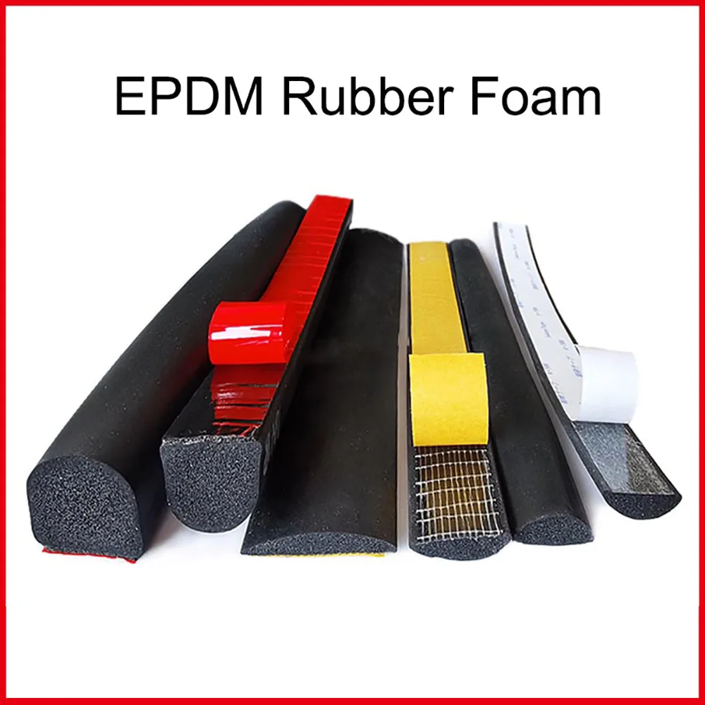 

High Density Black Solid Self Adhesive Sponge Sealing Strip EPDM Foam Rubber Strip Gaskets Insulation Tape Acoustic Shockproof