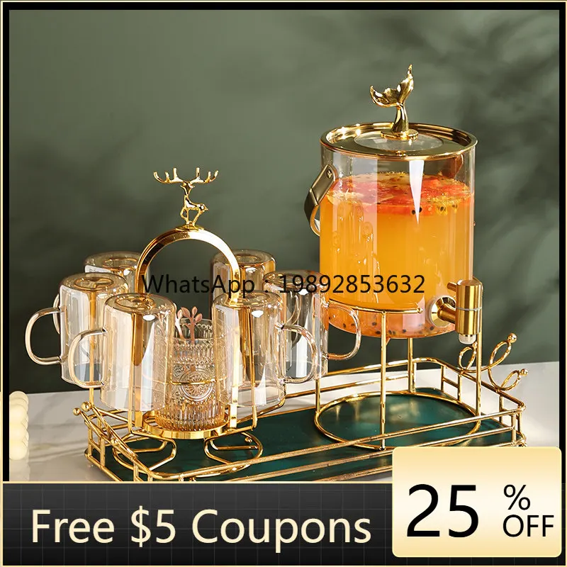 Light luxury afternoon tea tea set household living room Nordic glass fruit teapot water set