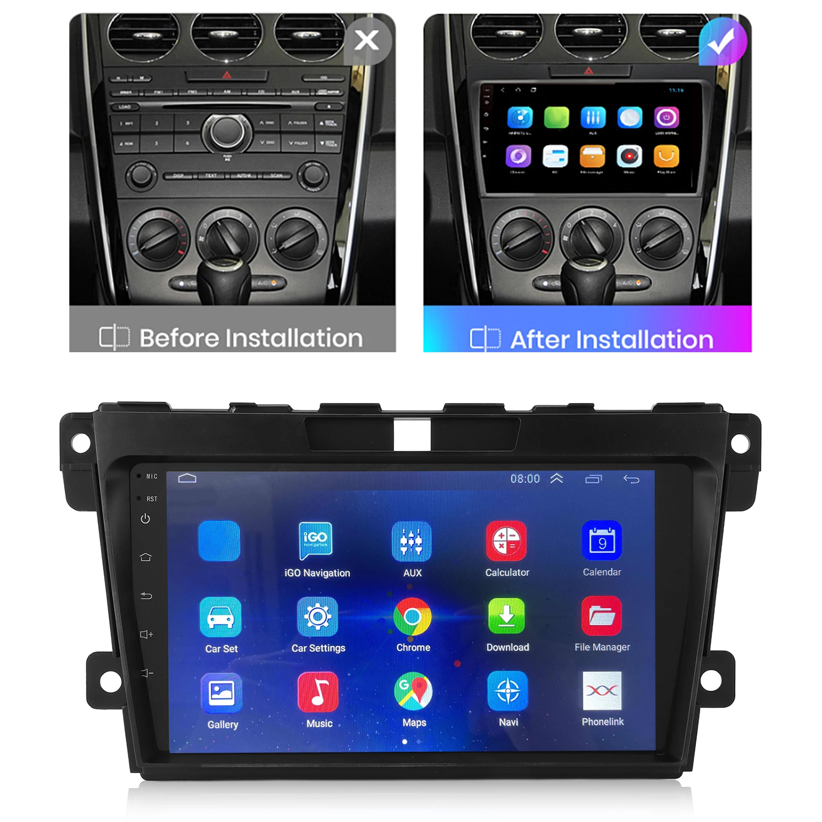 Autonavigation 9 Zoll Autoradio Bluetooth Hände – Auto-Multimedia-Player GPS-Navigation Ersatz für CX7 2008–2015