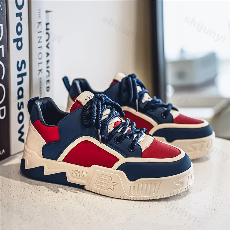 

LiveDay Men's Spring Sports Flat Shoes Versatile Wear-Resistant Outdoor Fashion Thick-Soled Comfortable Non-Slip Sneakers