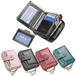 Women's Short Oil Wax Leather Coin Purse Fashion Buckle Zipper Wallet Driver's License Card Bag