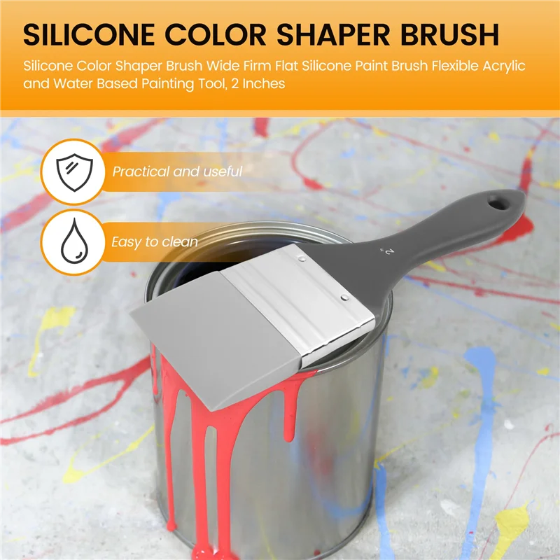 ABSE-Silicone Color Shaper Brush Wide Firm Flat Silicone Paint Brush Flexible Acrylic And Water Based Painting Tool