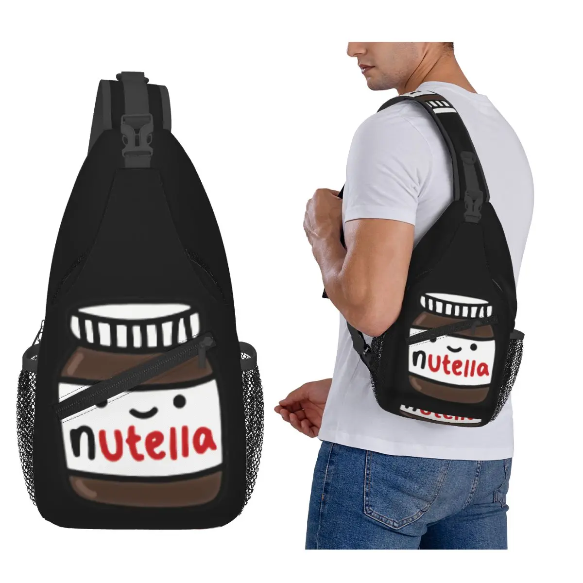 

Nutella Chest Bag Men Sling Crossbody Backpack Chest Bag Traveling Hiking Daypack Shoulder Bag