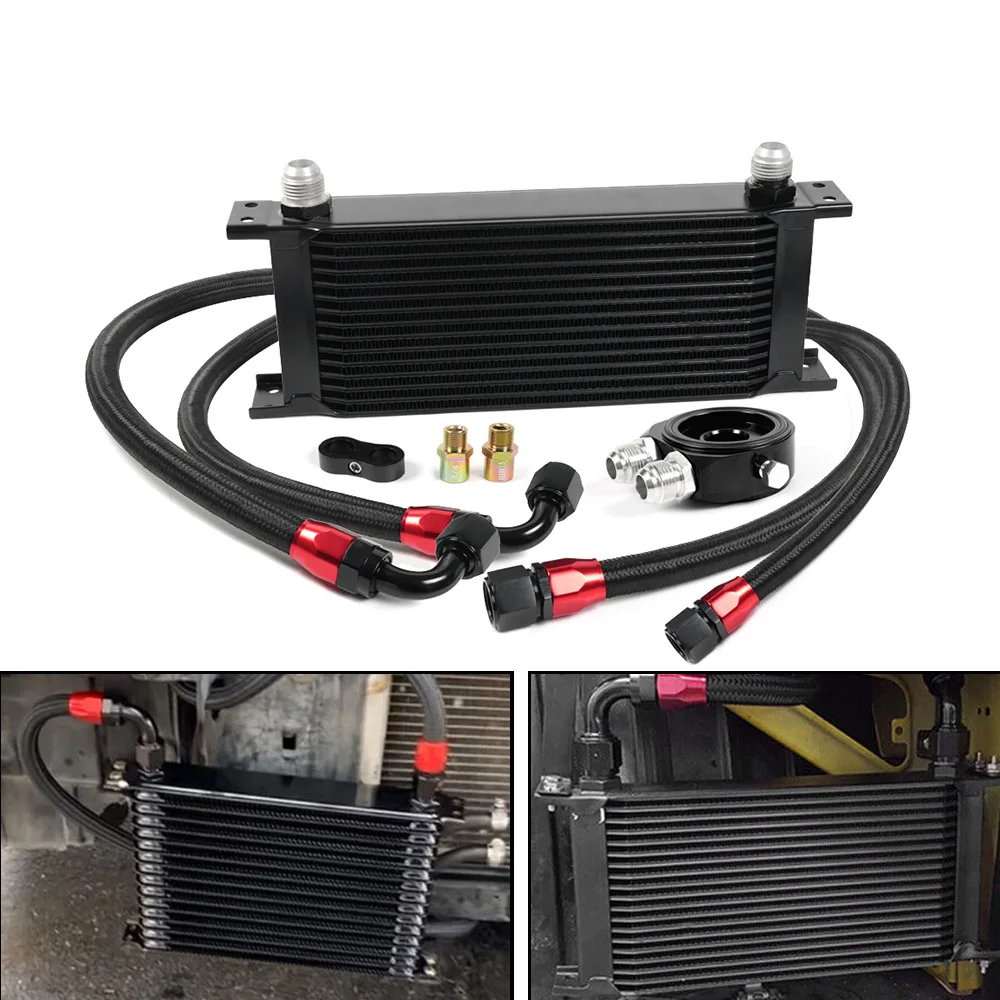 

AN10 Универсальные масляные радиаторы, детали для тюнинга автомобиля, двигатель, 10 рядов, 15-рядный комплект масляного радиатора, автомобильный радиатор для автогонок