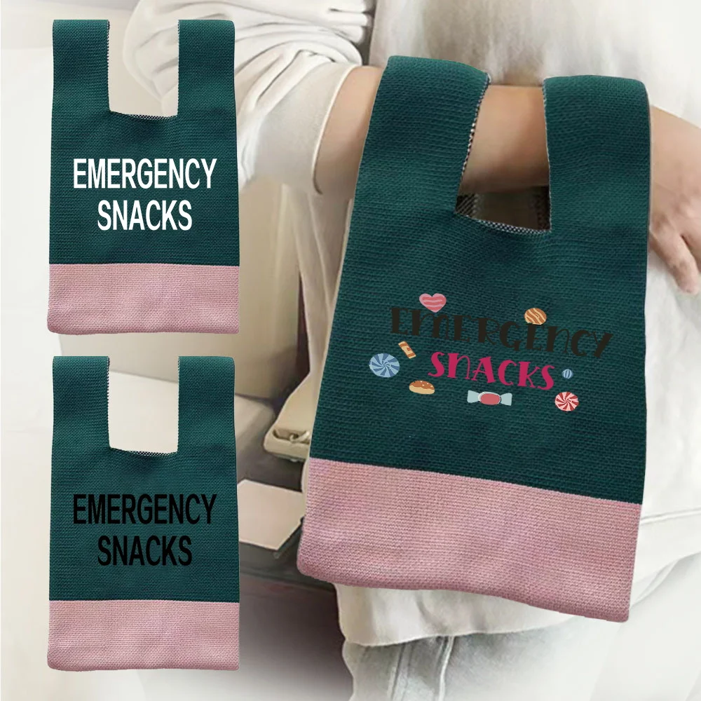 Knit Handbag Woven Knot Storage Bag Wrist Tote Bags Pouch Portable Purse Large Capacity Handbags Snack Letter Printed Series