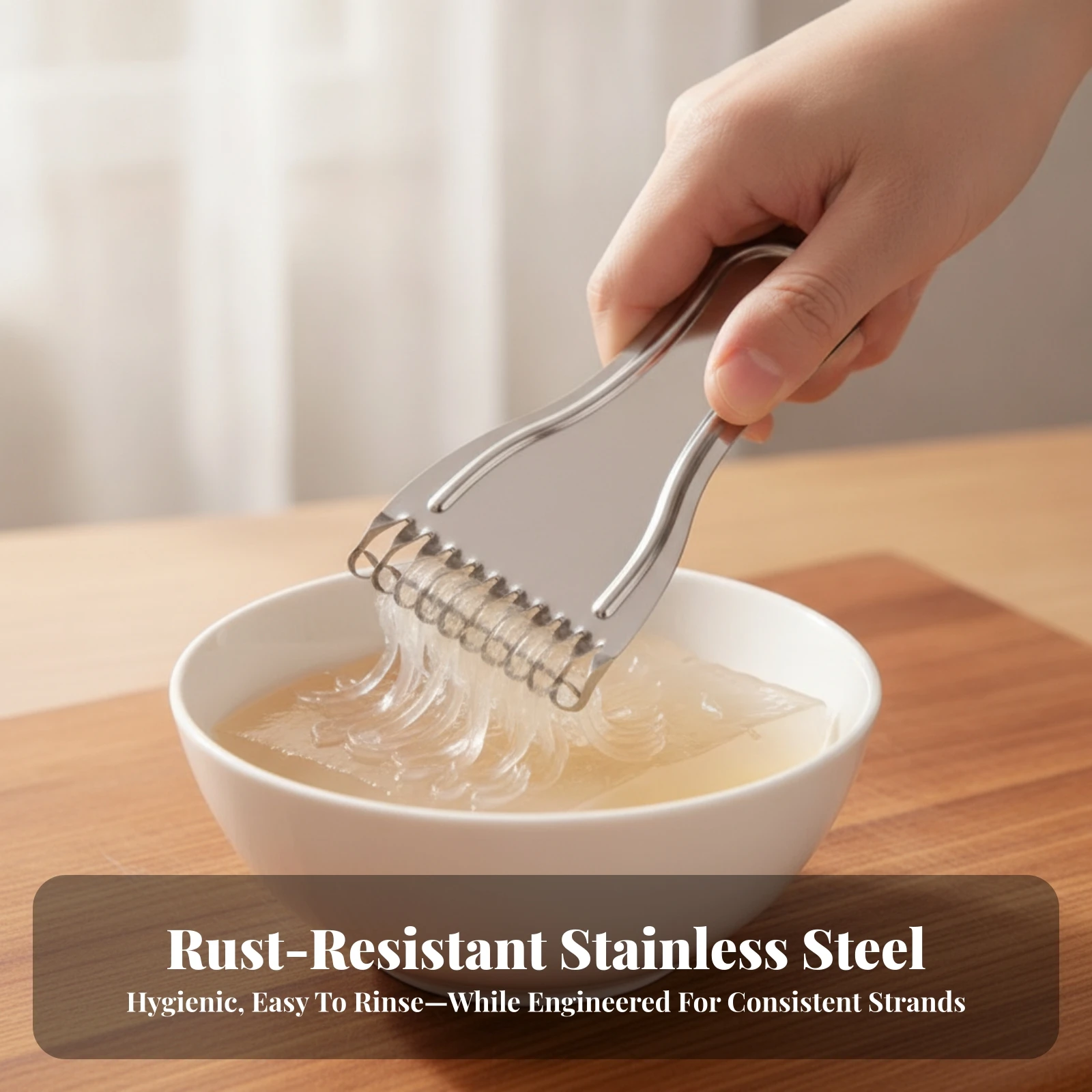 Metal Jelly Scraper with Hanging Hole Stainless Steel Looped Teeth Tool for Home Dessert Making