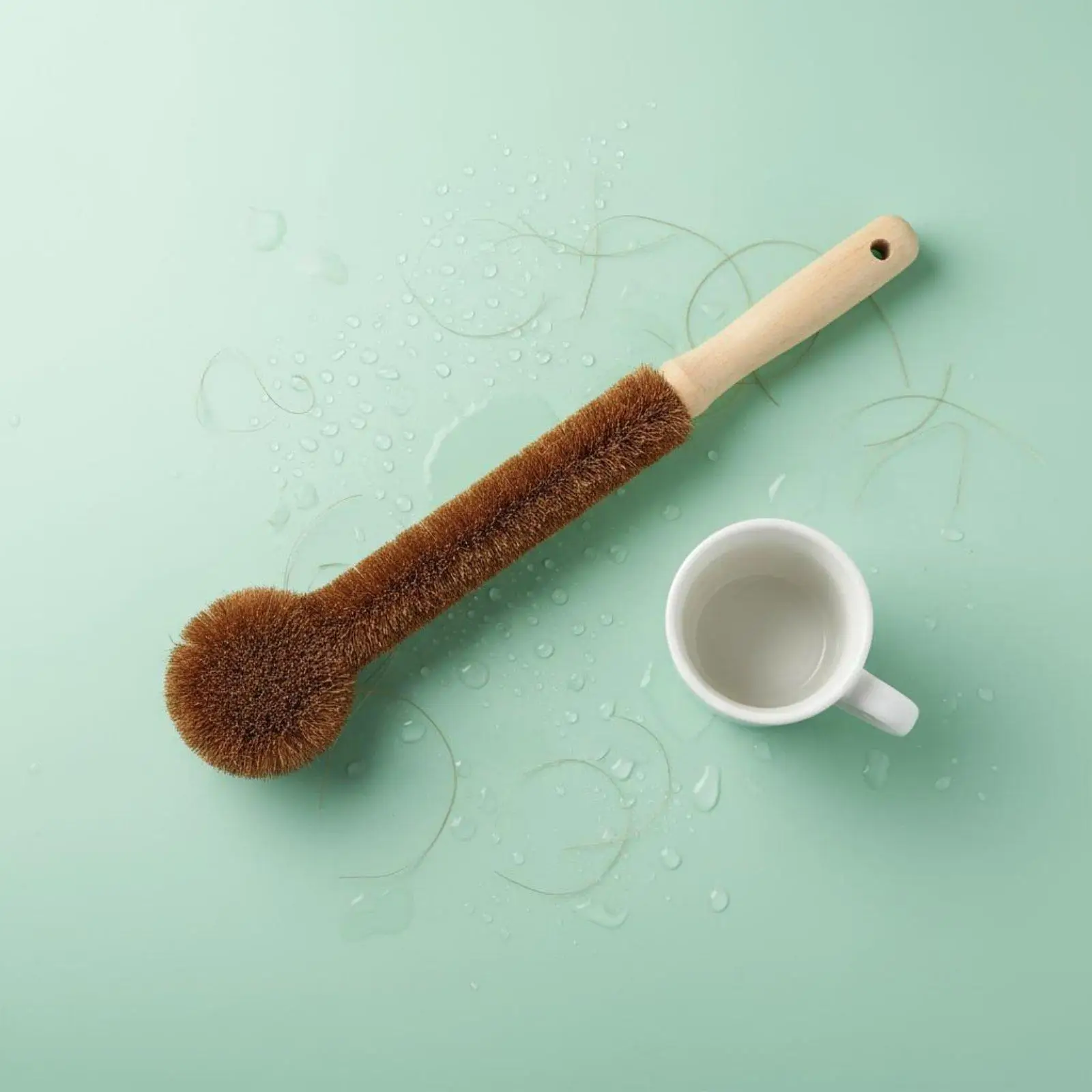 Multi Use Bottle Cleaning Brush Coconut Bristle Long Handle Kitchen Scrubber for Infant Thermos Vase