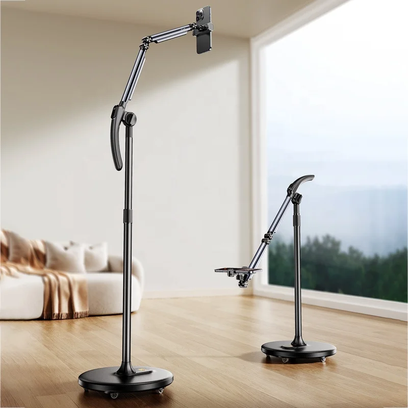 

L66 Подставка для телефона на колесиках студийного класса, органайзер с гибким кабелем 360° ° x3 Демпфирование вращения для домашних животных/домашнего видеоблога для использования в столе