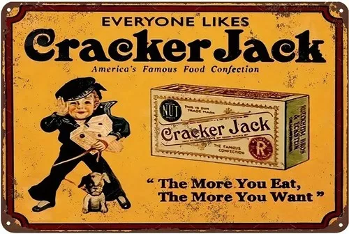 Cracker Jack Vintage Novelty Metal Sign Featuring Cats ;