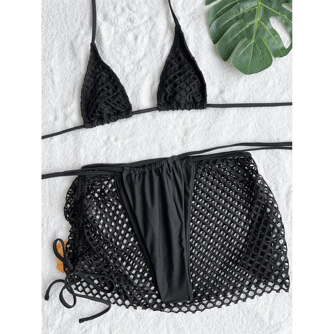 S - XL Netzrock, Neckholder-Bikini, Damen-Badeanzug, dreiteiliges Bikini-Set, Damen-Bademode, Badeanzug, Schwimmanzug V4889 – Detail 39