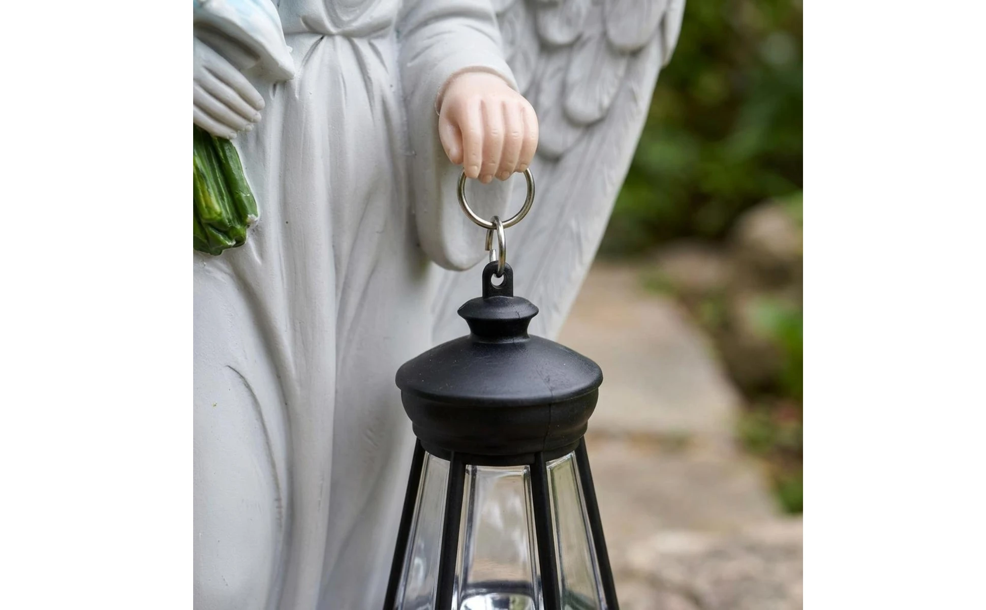 Angel Lantern Statue Feathered Wings Solar Angel Statue Outdoor Decor Decorative Weather Resistant for Walkway