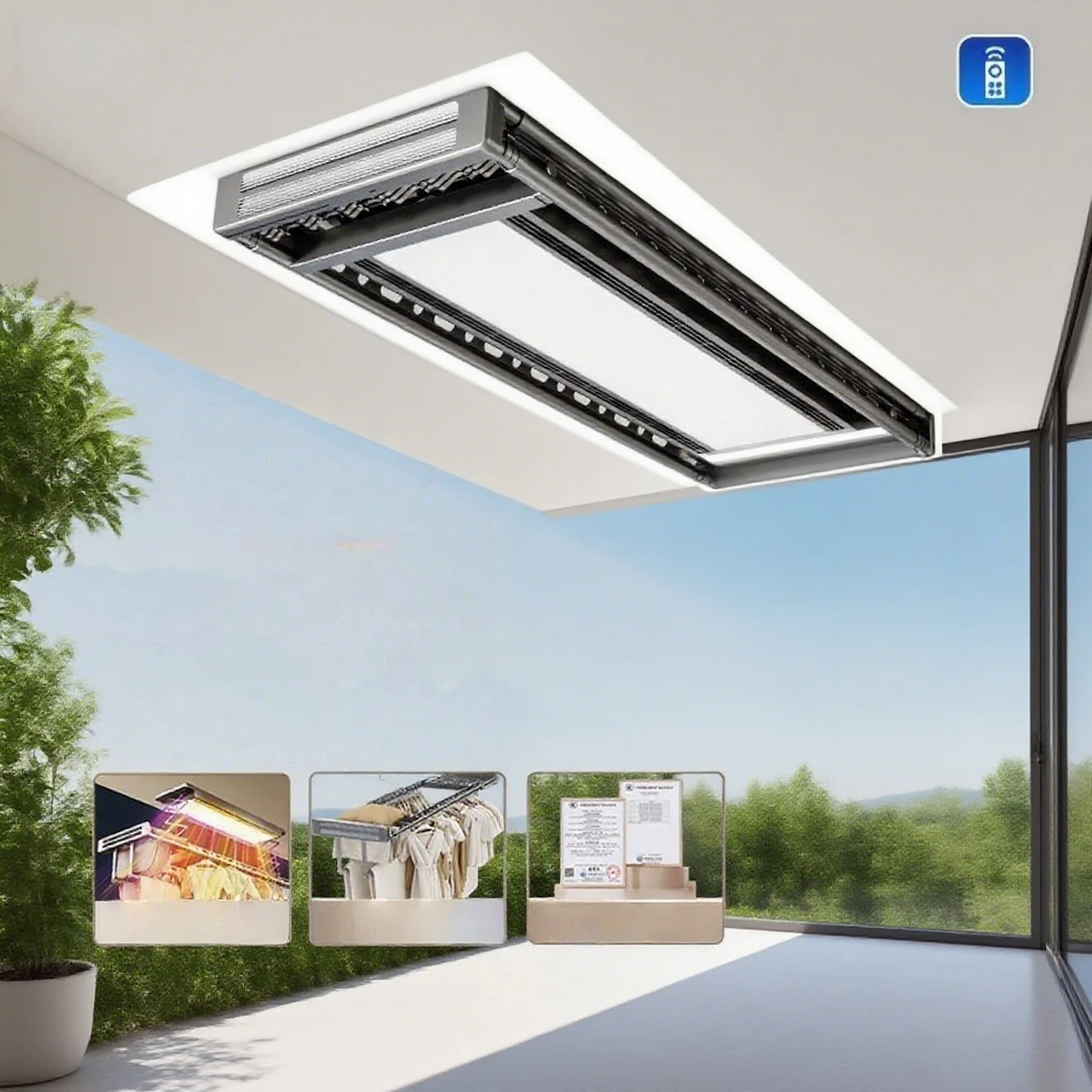 Elektryczny suszarka na pranie na balkon, sterowana głosem, zdalnie sterowana, podnoszona, automatyczna, inteligentna, ultracienka, teleskopowa suszarka na pranie.