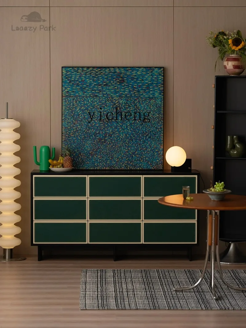 GZ-11  Bedroom Solid Wood Bed Tail Storage Cabinet Chest of Drawer Black French Retro Living Room Storage Cabinet