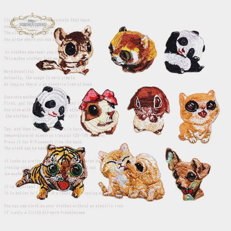 1 pcs Popular Animals embroidered iron on cartoon patches cloth accessories bag hat repair Appliques phone decor diy gift pack