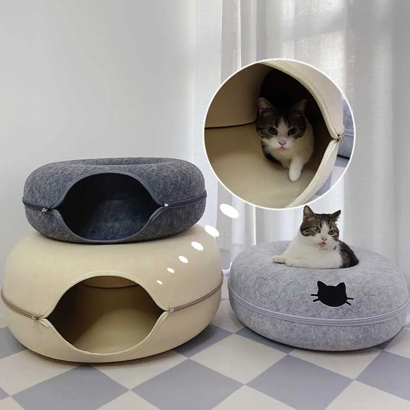 

Large Four Seasons Tunnel Donut Toy Closed Rabbit Drill Hole Dog Bed Winter Day Baby Double Layer Cuccia Per Gatti Cat Stuff