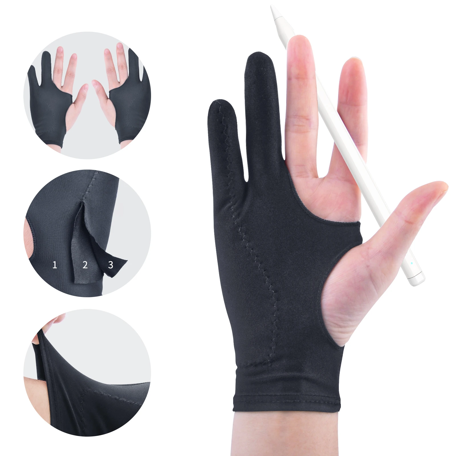 

Anti-touch Two-Fingers Painting Glove For Drawing Tablet Right Left Hand Gloves