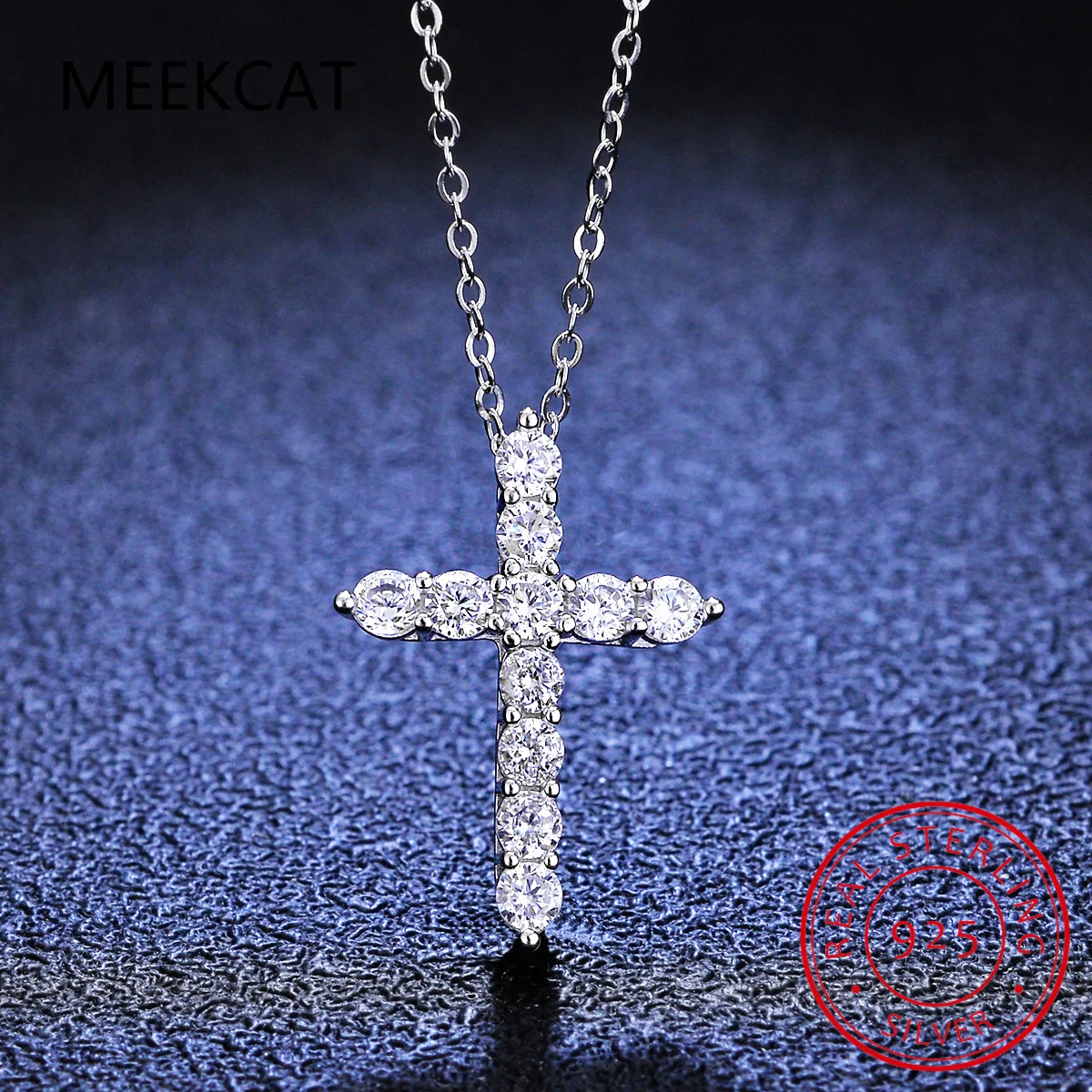 3mm Round Cut D VVS1 Moissanite Cross Pendants Necklace For Women 925 Sterling Silver Christian Diamond Neck Chain