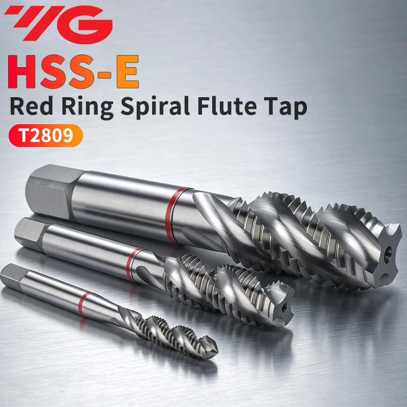 Korea YG T2809 Red Ring Spiral Fluted Tap M22 M24 M25 M26 M27 M28 M30 M32 - M42 Machine Thread Taps For Aluminum stainless steel