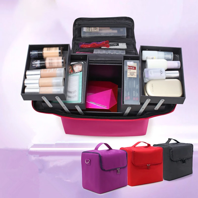 1PC Makeup Case Travel Cosmetic Bag For Women\'s Portable Beauticia Female Make Up Storage Box Nail Tool Suitcases